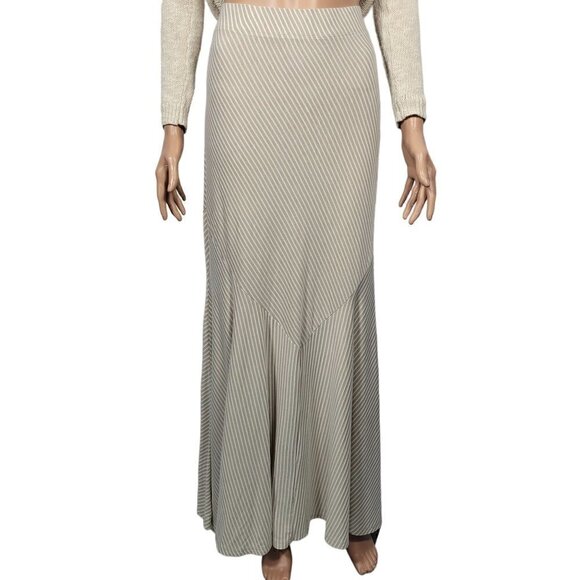 Cato Women's Beige and White Striped Stretchy Maxi Skirt in a Size Large - Picture 1 of 11